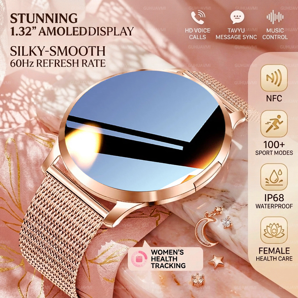 Smartwatch Stylish Watches For Women - 2026新しいスタイリッシュな女性用NFCスマートウォッチHDフルタッチスクリーンスポーツフィットネスウォッチBluetooth通話防水スマートウォッチレディースギフト