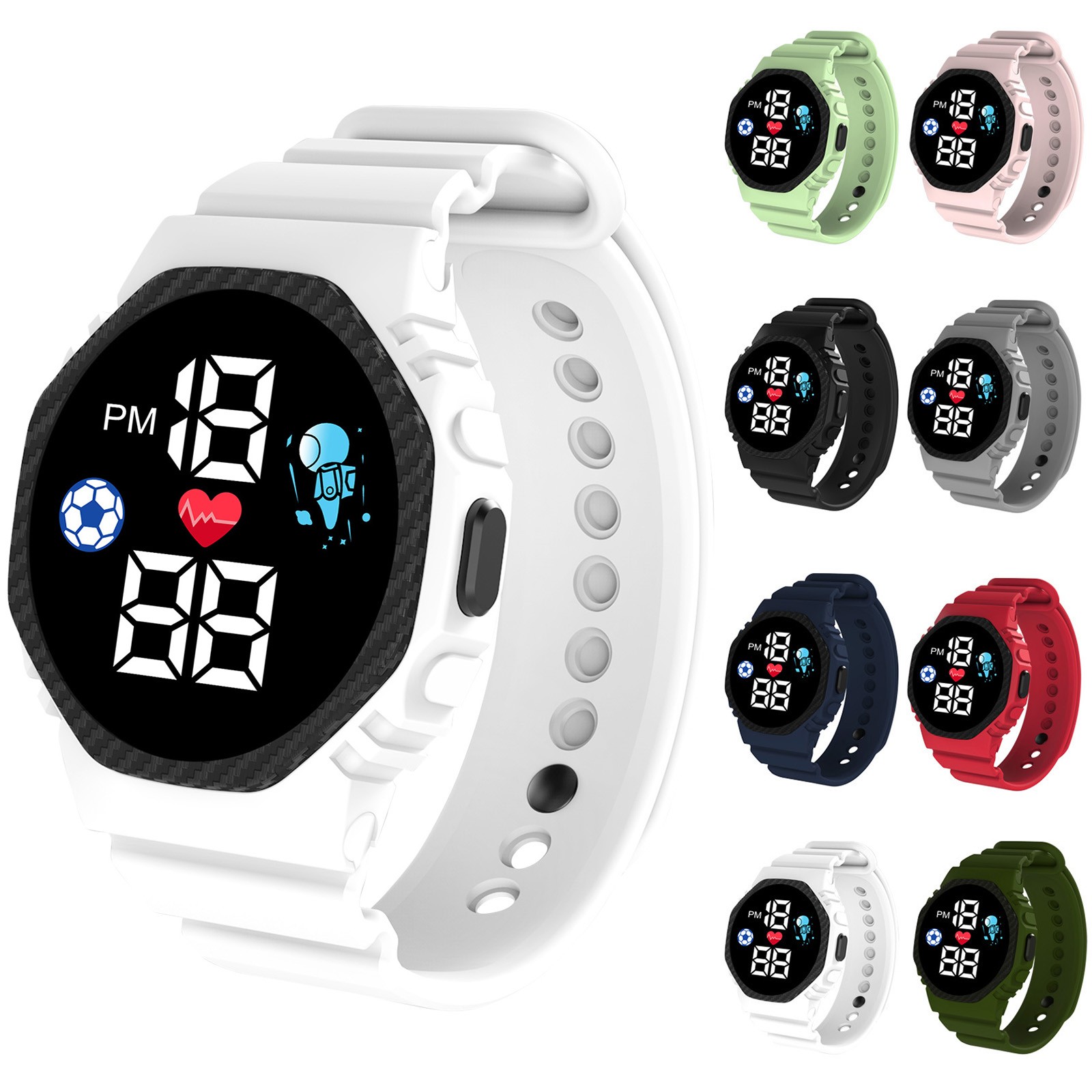 Smartwatch Digital Watches For Girls - 子供、男の子と女の子のためのマルチカラーのスマートウォッチ、子供のブレスレット、デジタルLED腕時計、防水、スポーツファッション