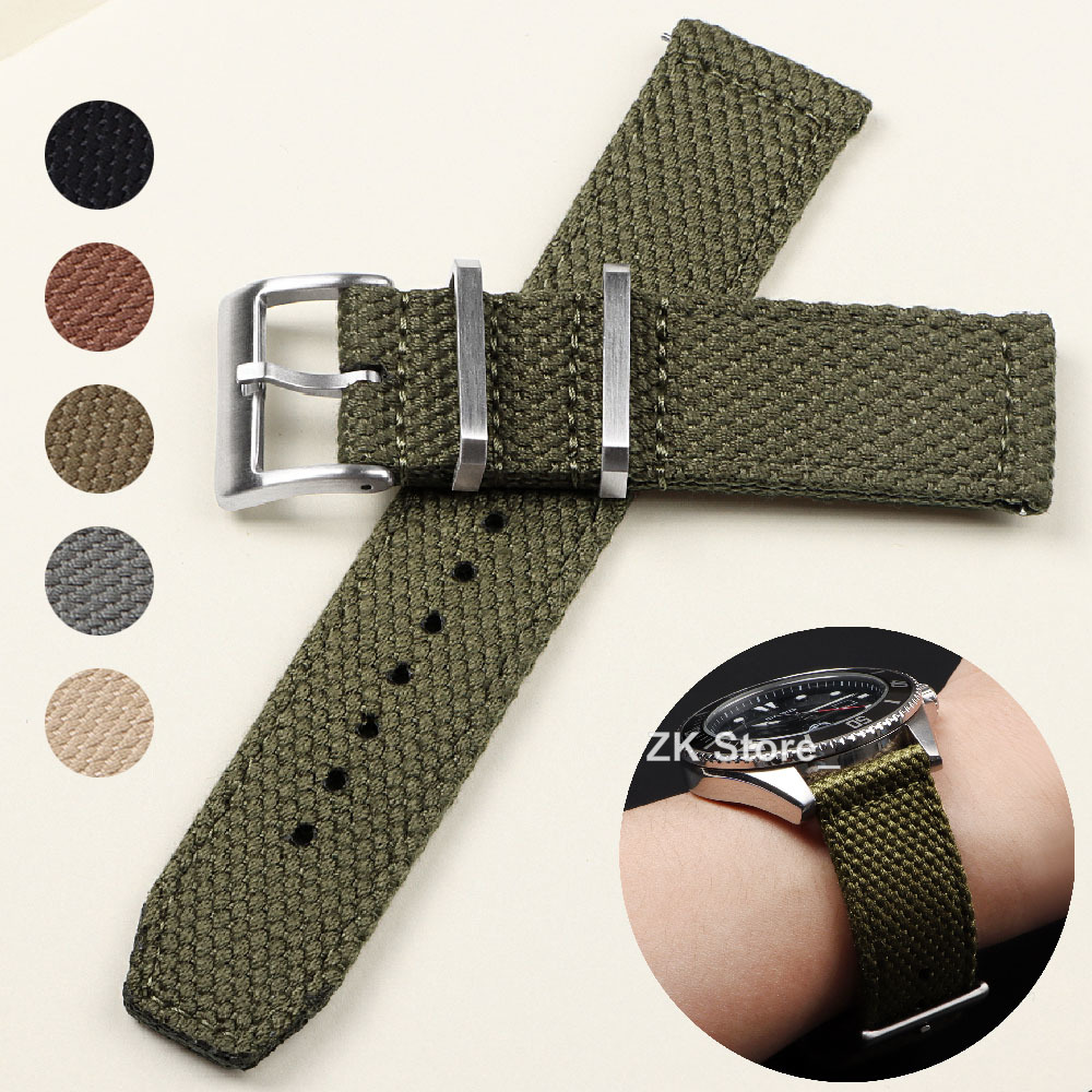 Smartwatch Army Watches For Men - 男性用ナイロンリネンストラップ,20mm, 22mm,スマートウォッチブレスレット,クイックリリース,ミリタリースポーツ