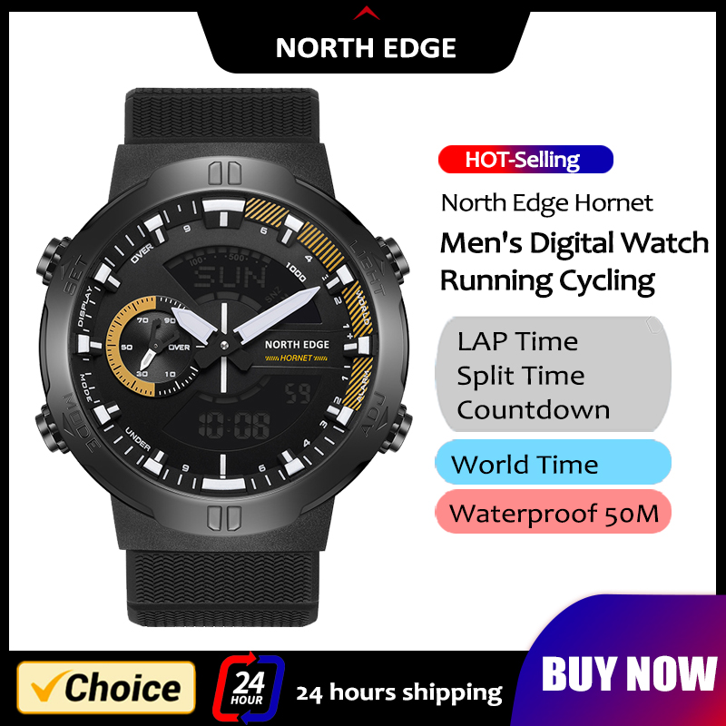 Smartwatch Army Watches For Men - NORTH EDGE メンズスマートウォッチワールドタイムクロックカウントダウンスピードストップウォッチ男性の軍事陸軍スマートウォッチ水泳防水 50 メートル