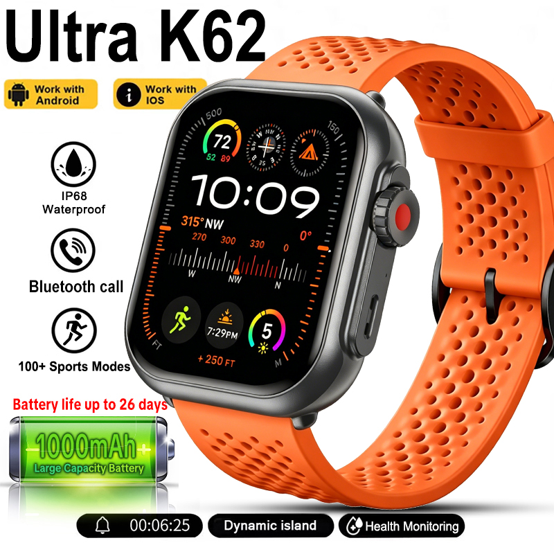 Smartwatch New Watches For Women - 新型ウォッチウルトラK62スマートウォッチ メンズ レディース 1000mAhバッテリー フィットネストラッカー 心拍数