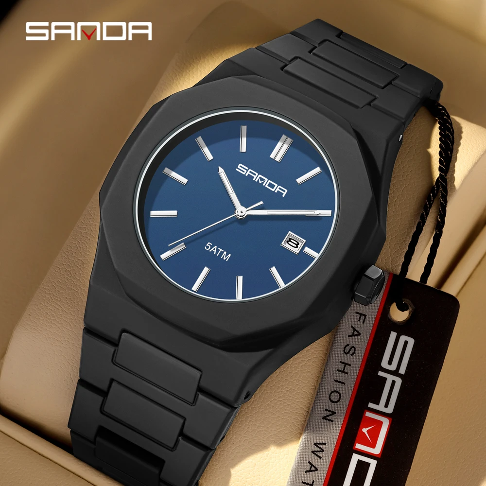 Smartwatch New Watches For Women - SANDA新型ファッショナブルクォーツ腕時計、男女兼用、5ATM防水、八角形シンプルダイヤル、マットつや消し加工、学生向け腕時計9091