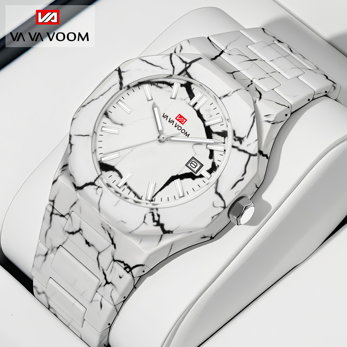 Smartwatch Sports Watches For Men - VA VA VOOM メンズ腕時計クォーツムーブメント 40 ミリメートルビジネススタイル黒大理石カレンダー時計