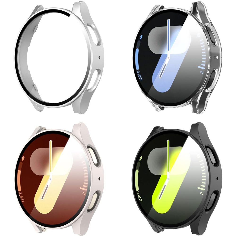 Smartwatch Samsung Watches For Men - サムスンギャラクシーウォッチ,4/5/6/7, 44mm, 40mm,フルスクリーンプロテクター,強化ガラス,PCバンパーカバー,アクセサリー