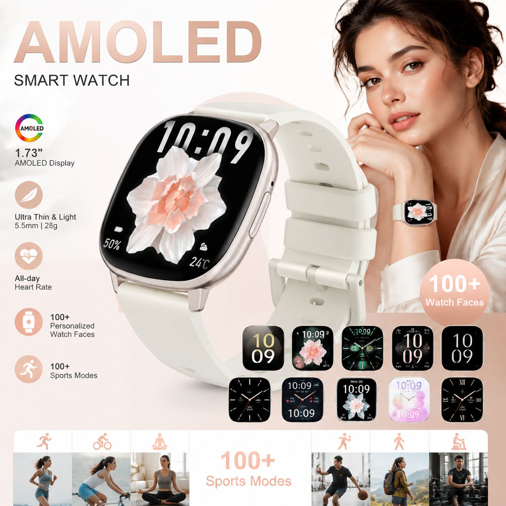 Smartwatch Stylish Watches For Women - HD17 AIR AMOLEDファッションスマートウォッチ 1.73インチ画面 心拍数測定 音楽再生