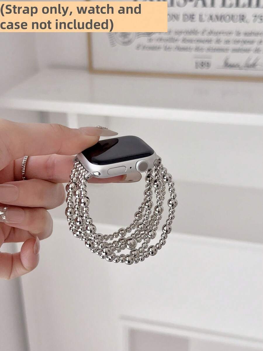 Smartwatch Stylish Watches For Women - MAPUCE 1pc ファッションビーズブレスレットスマートウォッチバンド、弾性コード素材、スタイリッシュでかわいい、Apple Watchバンドと互換性があります
