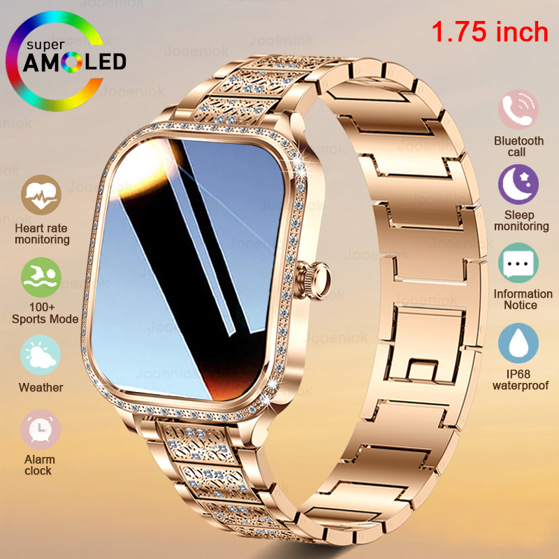 Watches Ladies Smartwatch - 新しいファッション女性のスマートウォッチ心拍数 1.75 インチ 240*296 HD スクリーンダイヤモンドウォッチ