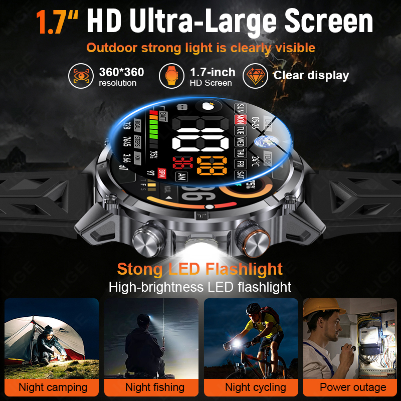 頑丈なアウトドアメンズスマートウォッチ、Bluetooth通 - Smartwatch Rugged Watches For Men のレビューと価格