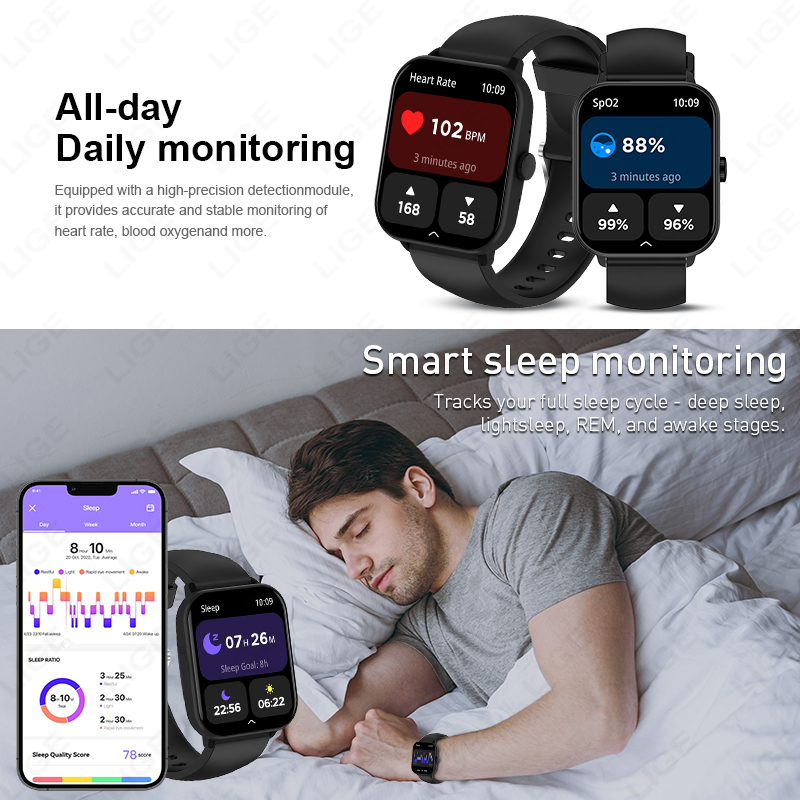 LIGE スマートウォッチ（音声通話機能付き）、男女兼用、A - Smartwatch Watches Birthday Gift For Men のレビューと価格