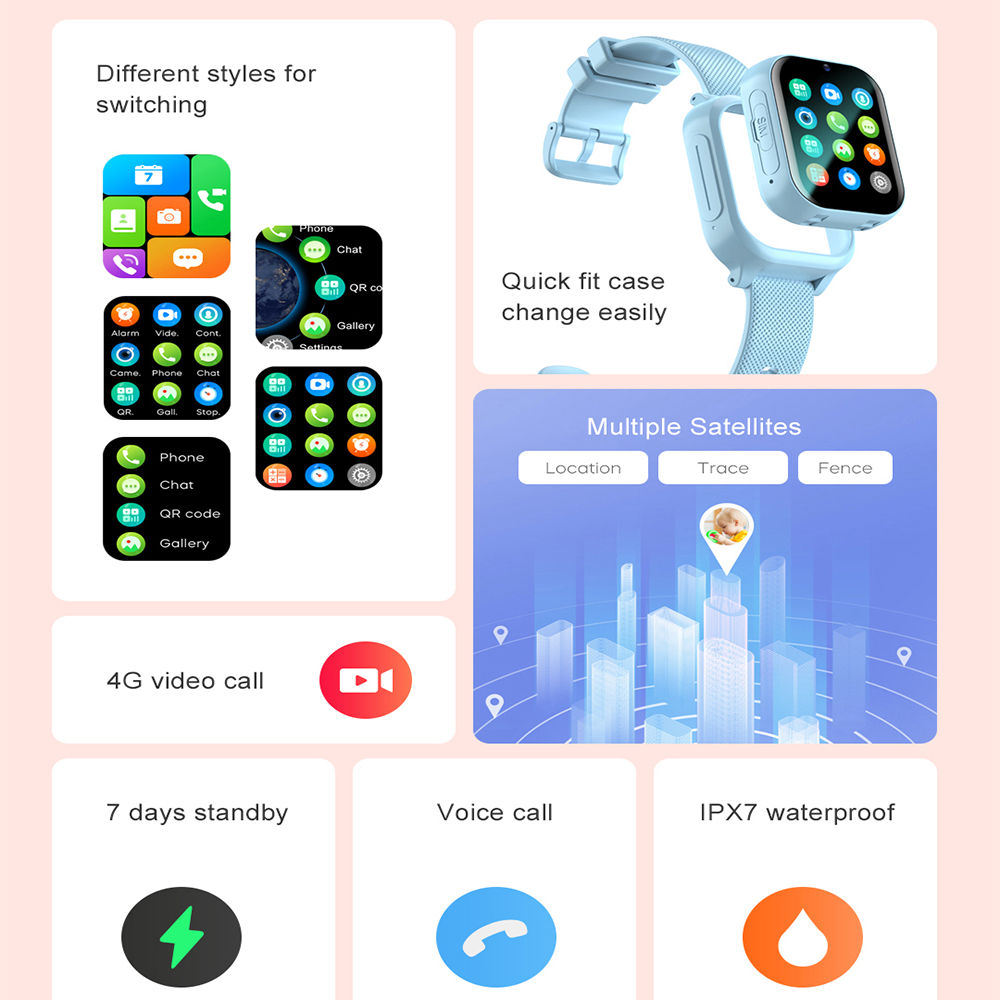 スマートウォッチ キッズ 4G GPS WIFI ビデオ通話 - Smartwatch Digital Watches For Kids のレビューと価格