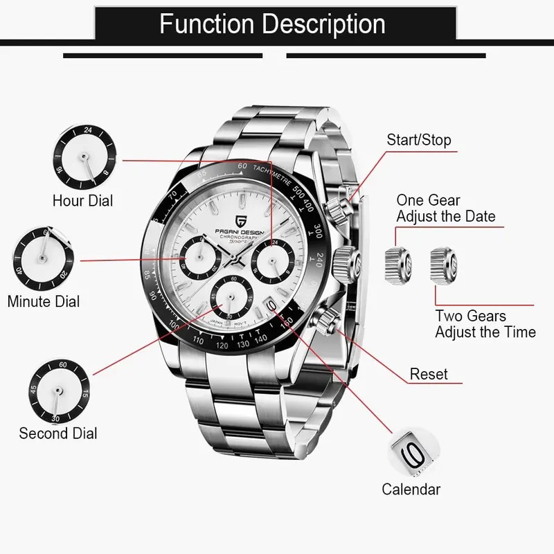 パガーニデザイン PD1644 メンズスポーツクロノグラフウ - Smartwatch Sports Watches For Men のレビューと価格