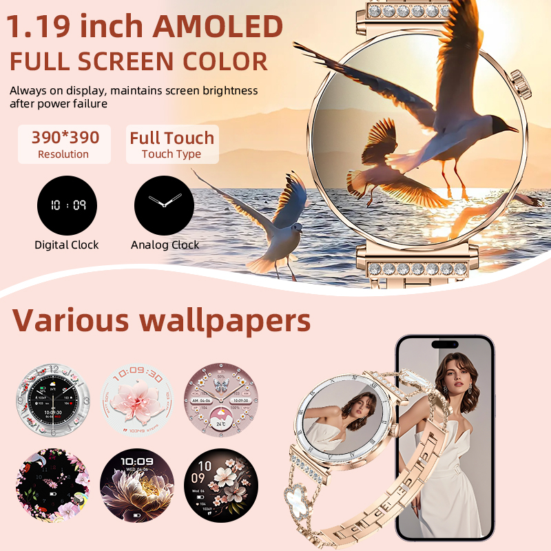 LIGE 新型女性用スマートウォッチ 1.19インチ AMO - Smartwatch New Watches For Women のレビューと価格