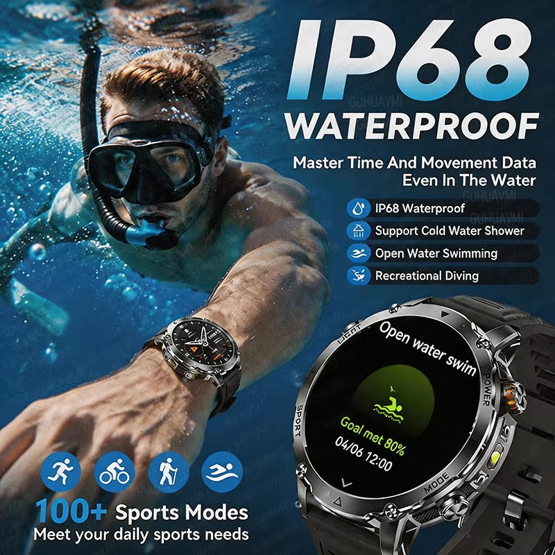 アウトドア用ミリタリースマートウォッチ 1400mAhバッテ - Smartwatch Rugged Watches For Men のレビューと価格