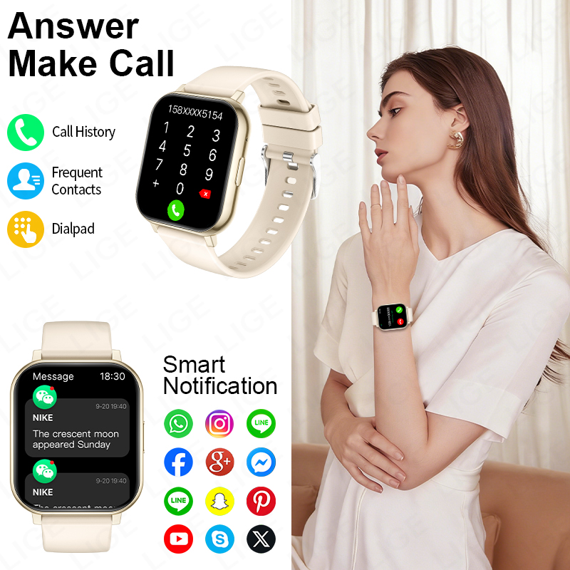 LIGE 新しい 1.83 インチ HD スマートウォッチ女 - Smartwatch New Watches For Women のレビューと価格