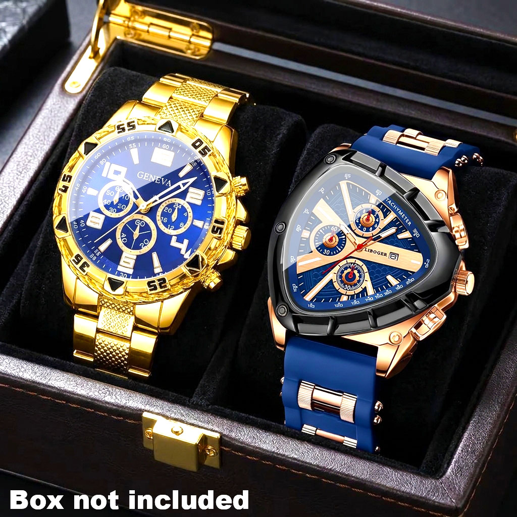 メンズファッションラグジュアリーラウンドクォーツ腕時計2個セ - Smartwatch Watches Birthday Gift For Men のレビューと価格
