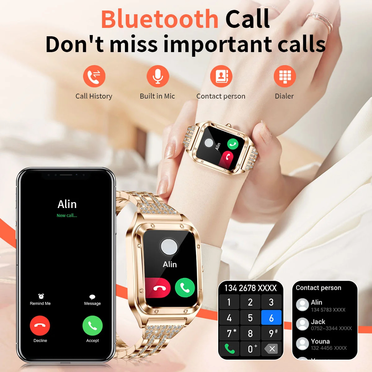 1.57 インチトップ高級スマートウォッチ女性 Blueto - Watches Ladies Smartwatch のレビューと価格
