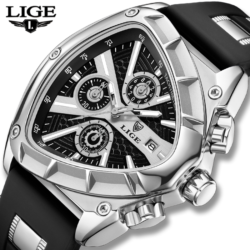 LIGE ファッションメンズ腕時計トライアングルクロノグラフ - Smartwatch Army Watches For Men のレビューと価格