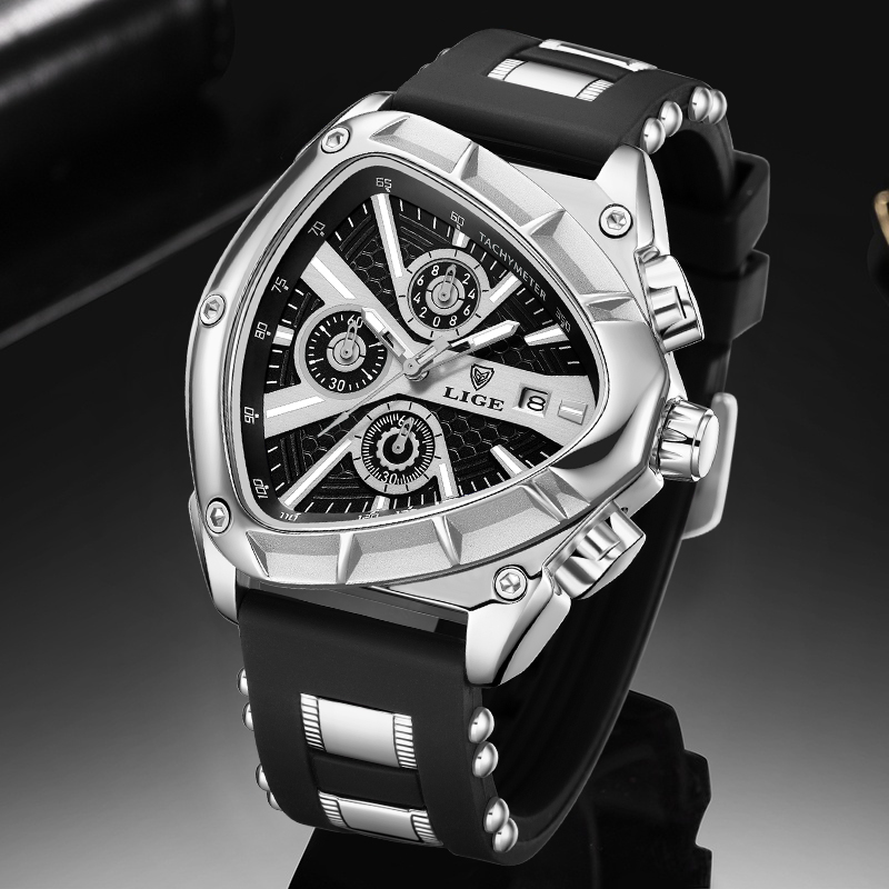 LIGE ファッションメンズ腕時計トライアングルクロノグラフ - Smartwatch Army Watches For Men のレビューと価格