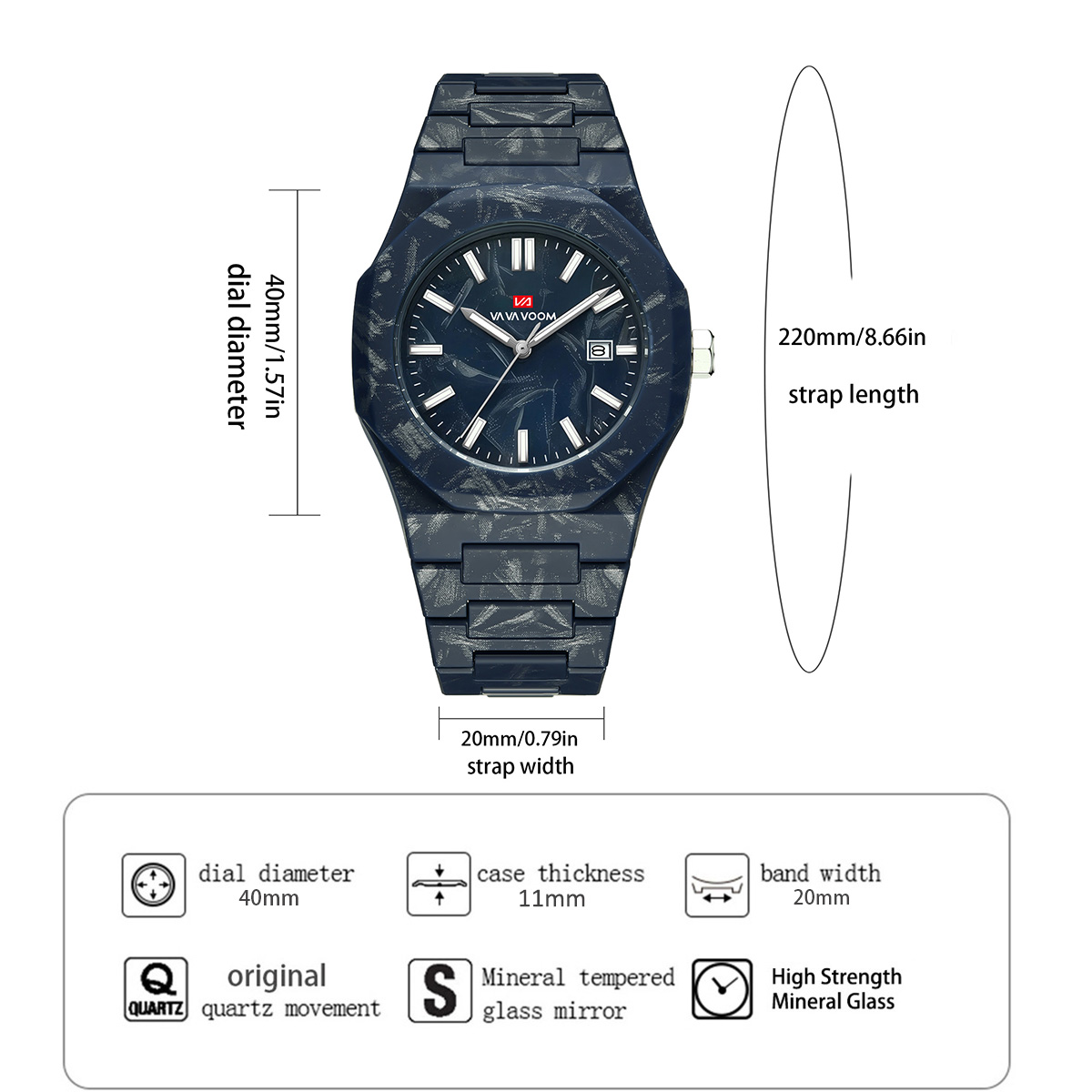 VA VA VOOM メンズ腕時計クォーツムーブメント 40 - Smartwatch Sports Watches For Men のレビューと価格