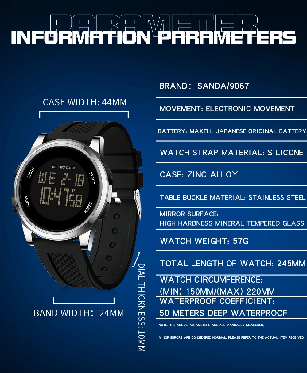 SANDA 9067 デジタル腕時計メンズミリタリーアーミー - Smartwatch Army Watches For Men のレビューと価格