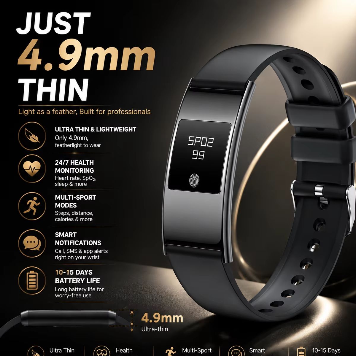 超薄型スタイリッシュスマートウォッチ 男女兼用 心拍数 血中 - Smartwatch Stylish Watches For Women のレビューと価格