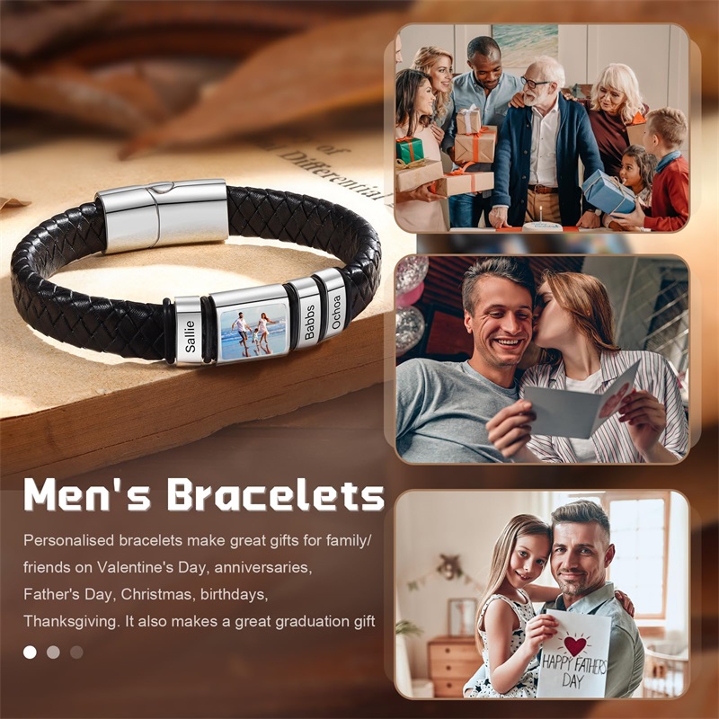 カスタムフォトブレスレット男性用パーソナライズされた画像ブレ - Smartwatch Sports Watches For Men のレビューと価格