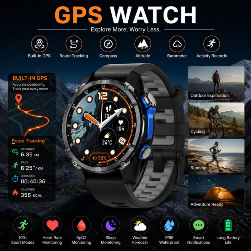 2026年新型アーミーグレードTANK GPSオフラインマッ - Smartwatch Army Watches For Men のレビューと価格