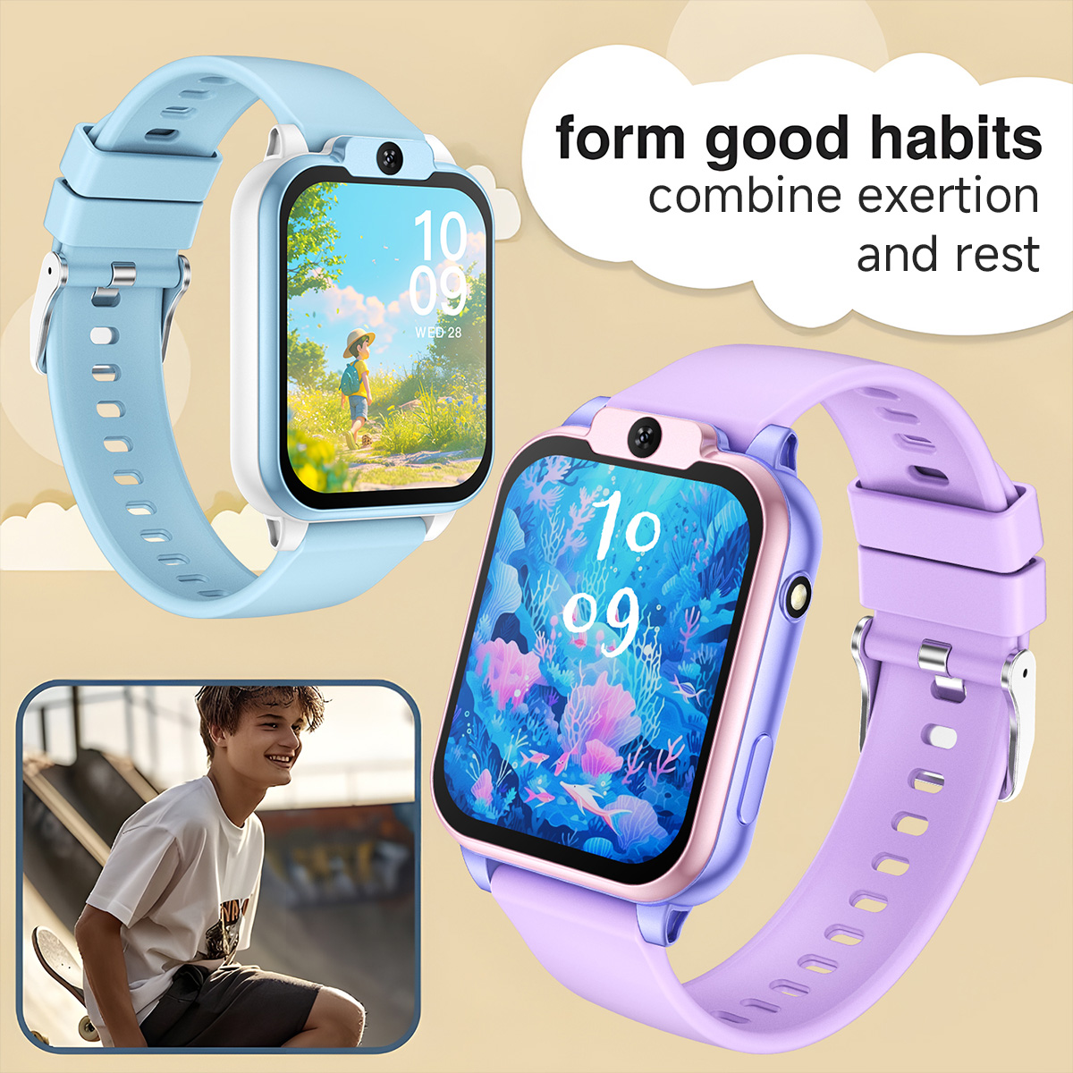 子供用スマートウォッチ 学習パートナー 多機能カメラ操作 写 - Smartwatch Digital Watches For Kids のレビューと価格